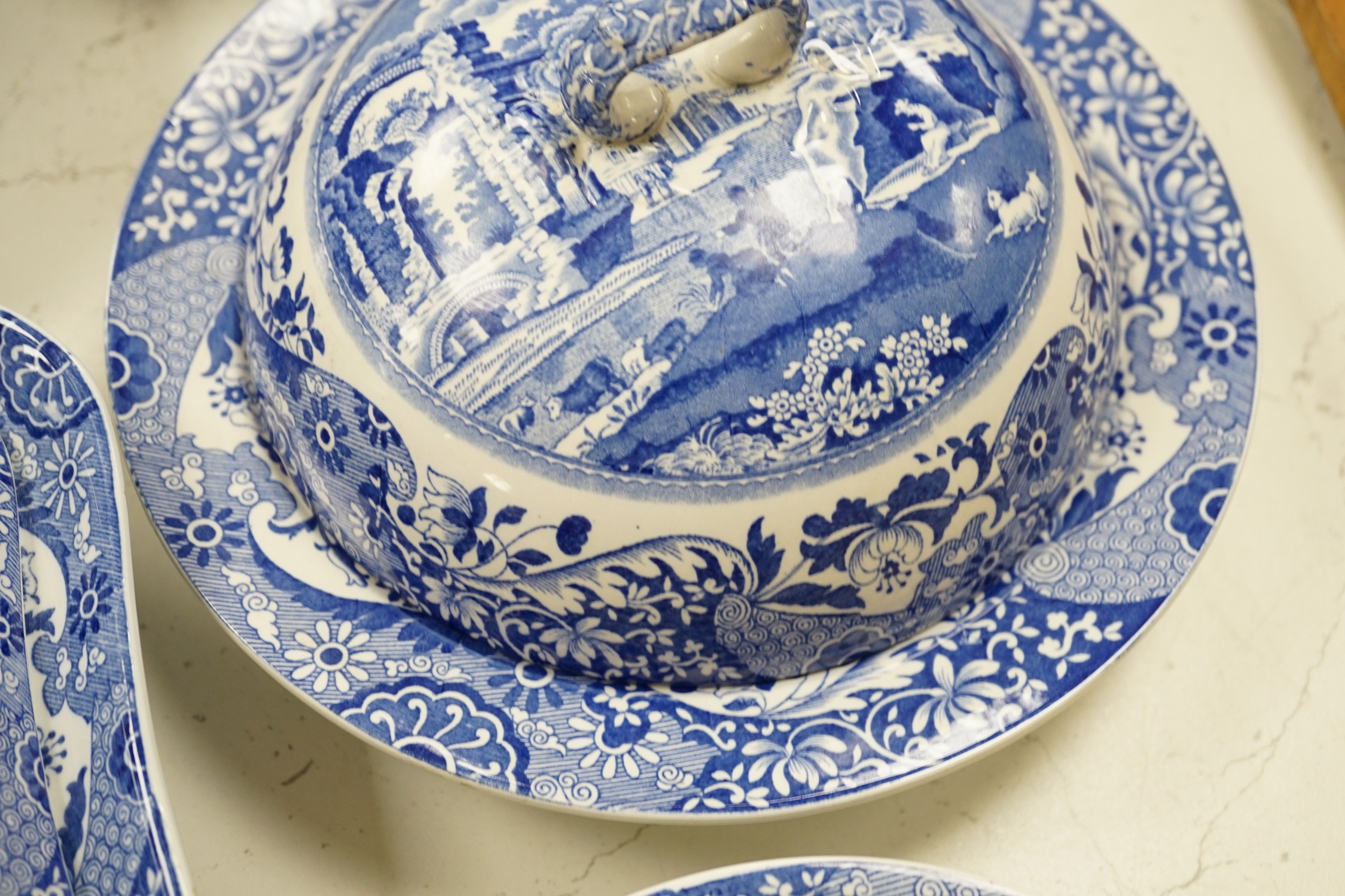 A Copeland Spode Italian part dinner service and an hors d’oeuvre dish